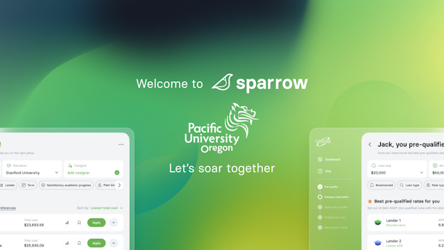 Pacific University selects Sparrow to power its lender-neutral student loan search engine