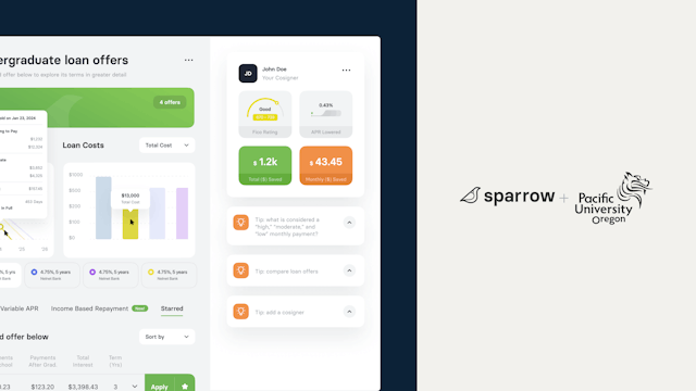 Pacific University selects Sparrow to power its lender-neutral student loan search engine